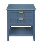 Tavolino da Divano / Comodino a 2 Cassetti Grigio Chiaro / Blu, Stile Americano
