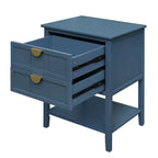 Tavolino da Divano / Comodino a 2 Cassetti Grigio Chiaro / Blu, Stile Americano