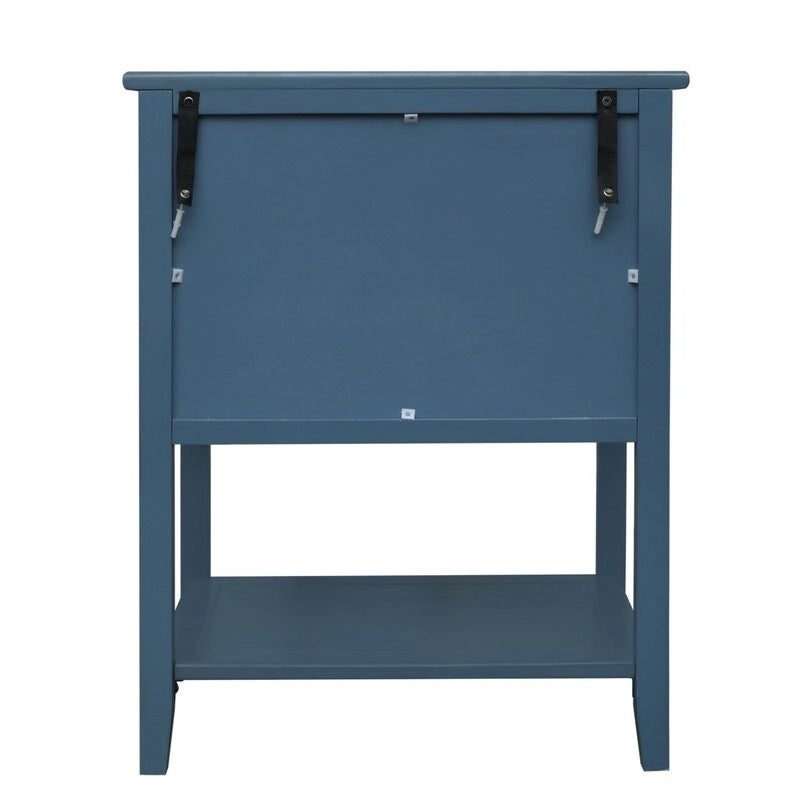 Tavolino da Divano / Comodino a 2 Cassetti Grigio Chiaro / Blu, Stile Americano