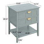 Tavolino da Divano / Comodino a 2 Cassetti Grigio Chiaro / Blu, Stile Americano