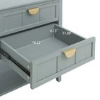 Tavolino da Divano / Comodino a 2 Cassetti Grigio Chiaro / Blu, Stile Americano