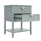 Tavolino da Divano / Comodino a 2 Cassetti Grigio Chiaro / Blu, Stile Americano