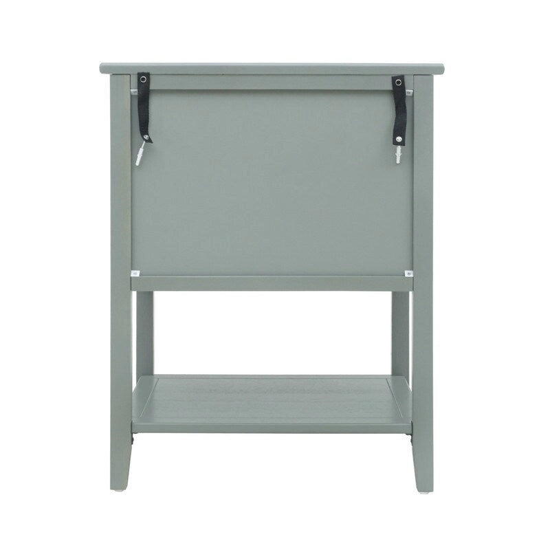 Tavolino da Divano / Comodino a 2 Cassetti Grigio Chiaro / Blu, Stile Americano