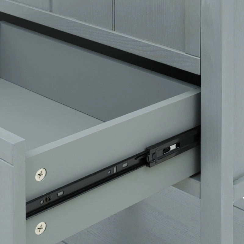 Tavolino da Divano / Comodino a 2 Cassetti Grigio Chiaro / Blu, Stile Americano