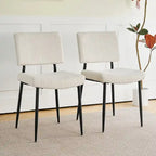 Sedie moderne e semplici da pranzo in velluto, imbottite, sgabello da camera da letto, sedia da trucco con schienale e gambe in metallo nero (set da 2)