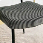 Sedie moderne e semplici da pranzo in velluto, imbottite, sgabello da camera da letto, sedia da trucco con schienale e gambe in metallo nero (set da 2)