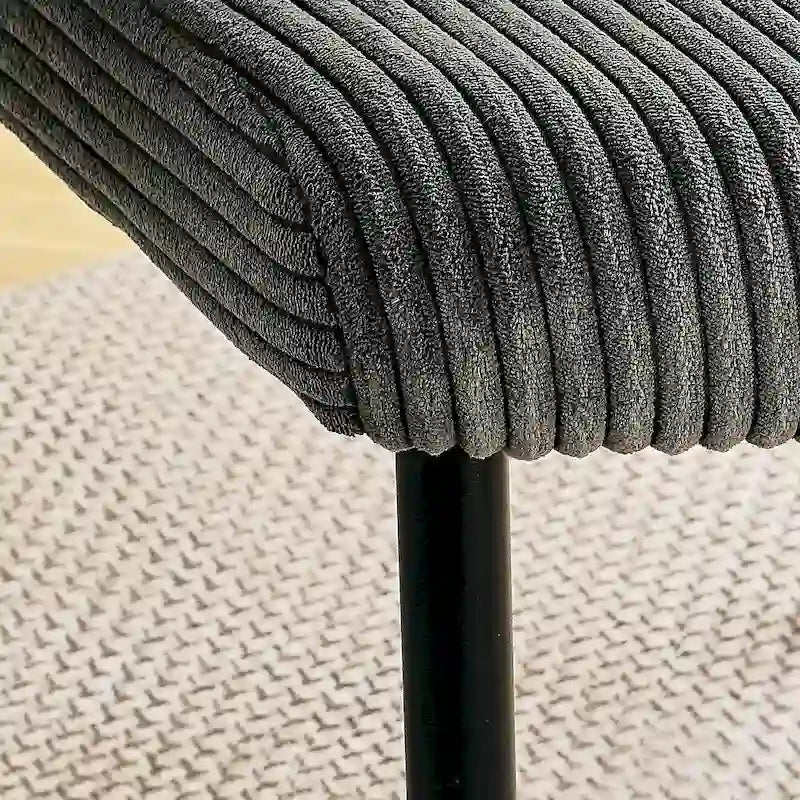 Sedie moderne e semplici da pranzo in velluto, imbottite, sgabello da camera da letto, sedia da trucco con schienale e gambe in metallo nero (set da 2)