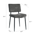 Sedie moderne e semplici da pranzo in velluto, imbottite, sgabello da camera da letto, sedia da trucco con schienale e gambe in metallo nero (set da 2)