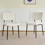 Sedie moderne e semplici da pranzo in velluto, imbottite, sgabello da camera da letto, sedia da trucco con schienale e gambe in metallo nero (set da 2)