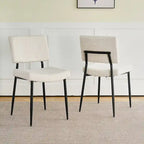 Sedie moderne e semplici da pranzo in velluto, imbottite, sgabello da camera da letto, sedia da trucco con schienale e gambe in metallo nero (set da 2)