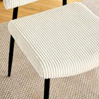 Sedie moderne e semplici da pranzo in velluto, imbottite, sgabello da camera da letto, sedia da trucco con schienale e gambe in metallo nero (set da 2)