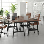 Tavolo riunioni Grigio Quercia / Noce, piano in laminato, base ad A, multi-persona