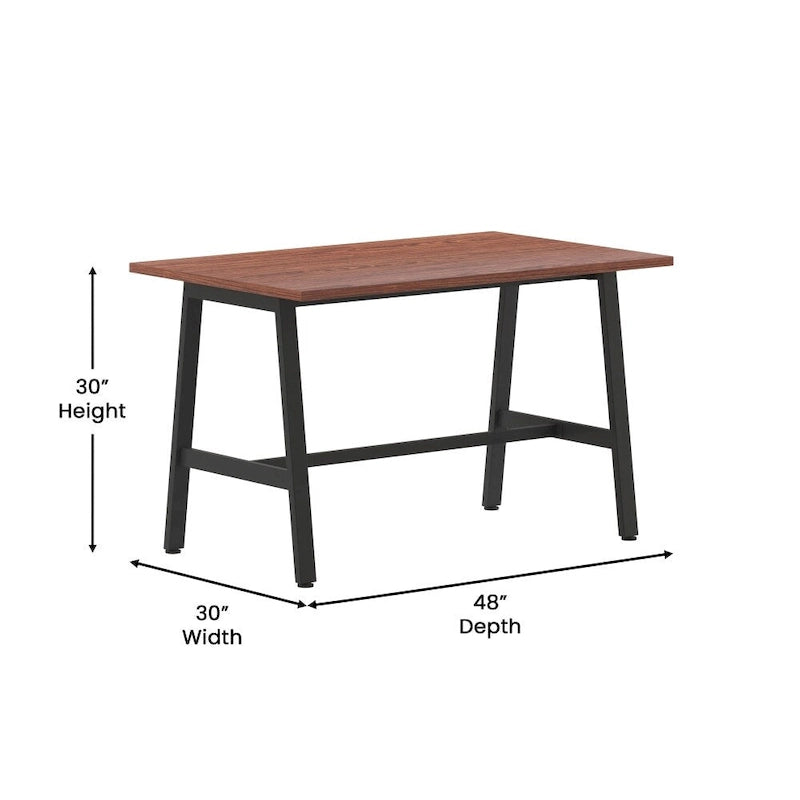 Tavolo riunioni Grigio Quercia / Noce, piano in laminato, base ad A, multi-persona