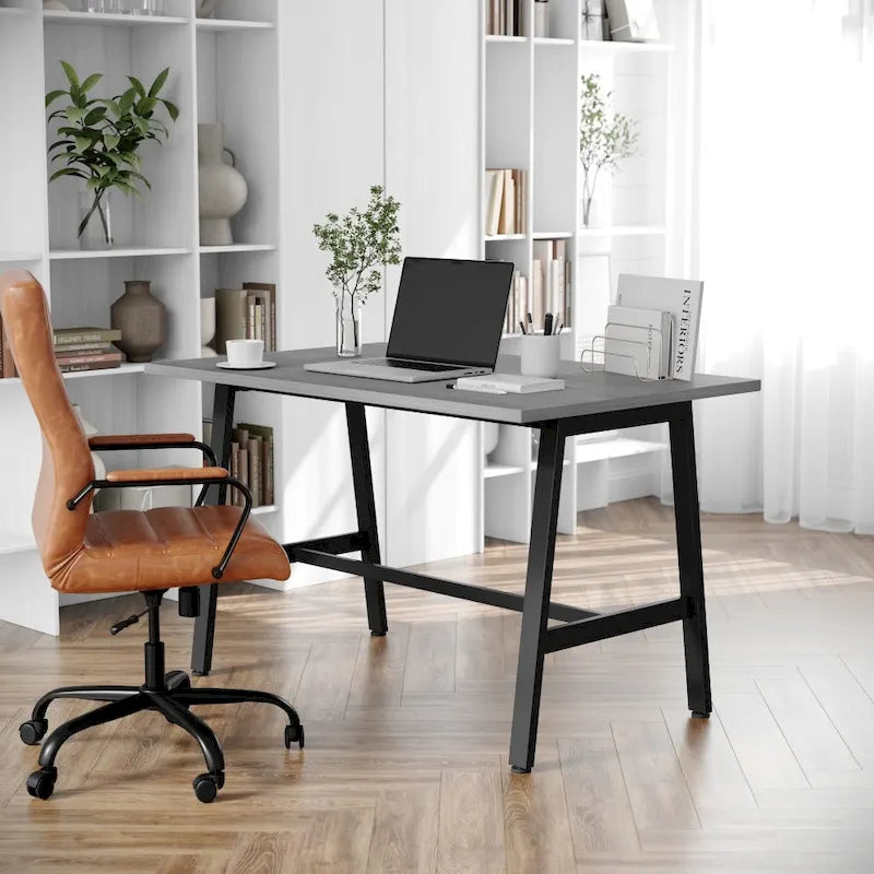 Tavolo riunioni Grigio Quercia / Noce, piano in laminato, base ad A, multi-persona