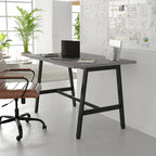 Tavolo riunioni Grigio Quercia / Noce, piano in laminato, base ad A, multi-persona