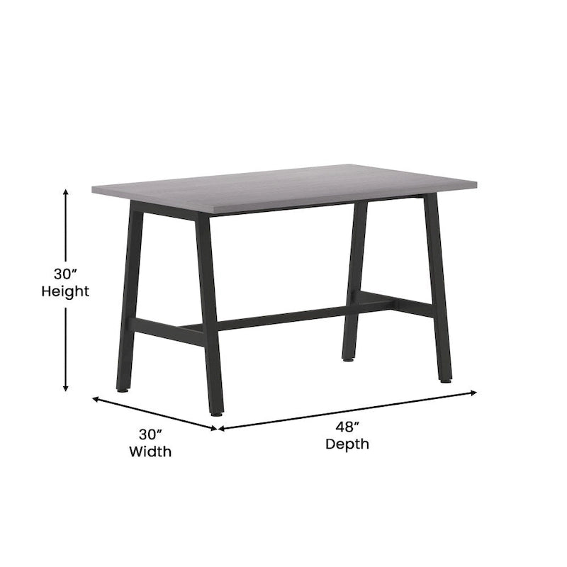 Tavolo riunioni Grigio Quercia / Noce, piano in laminato, base ad A, multi-persona