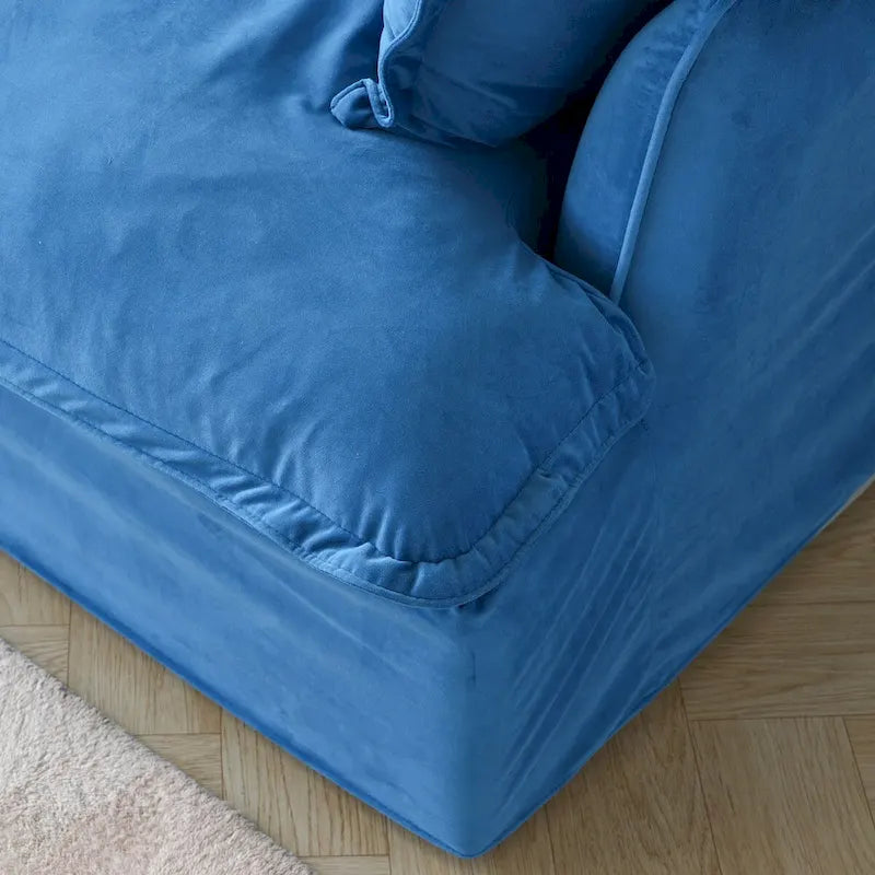 Divano Sezionale Cloud, Divano Modulare a 5 Posti in Piuma d'Oca a Forma di L in Velluto con Seduta Ampia e Profonda Convertibile.