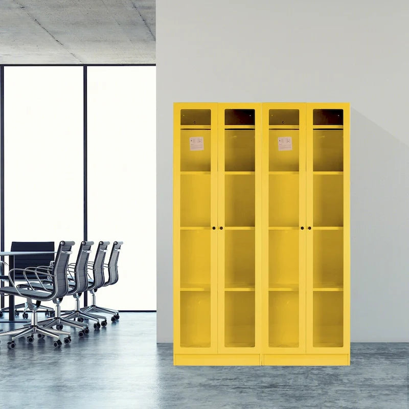 Armadio in acciaio a 2 ante con persiane "French Door" lucido giallo