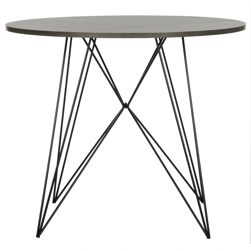 Tavolo da pranzo rotondo grigio scuro/nero, base in ferro, 4 posti