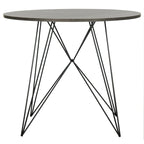 Tavolo da pranzo rotondo grigio scuro/nero, base in ferro, 4 posti
