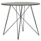 Tavolo da pranzo rotondo grigio scuro/nero, base in ferro, 4 posti