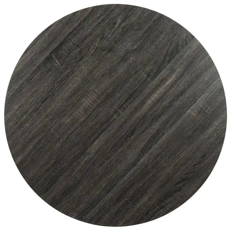 Tavolo da pranzo rotondo grigio scuro/nero, base in ferro, 4 posti