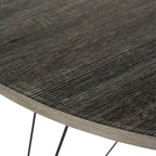 Tavolo da pranzo rotondo grigio scuro/nero, base in ferro, 4 posti