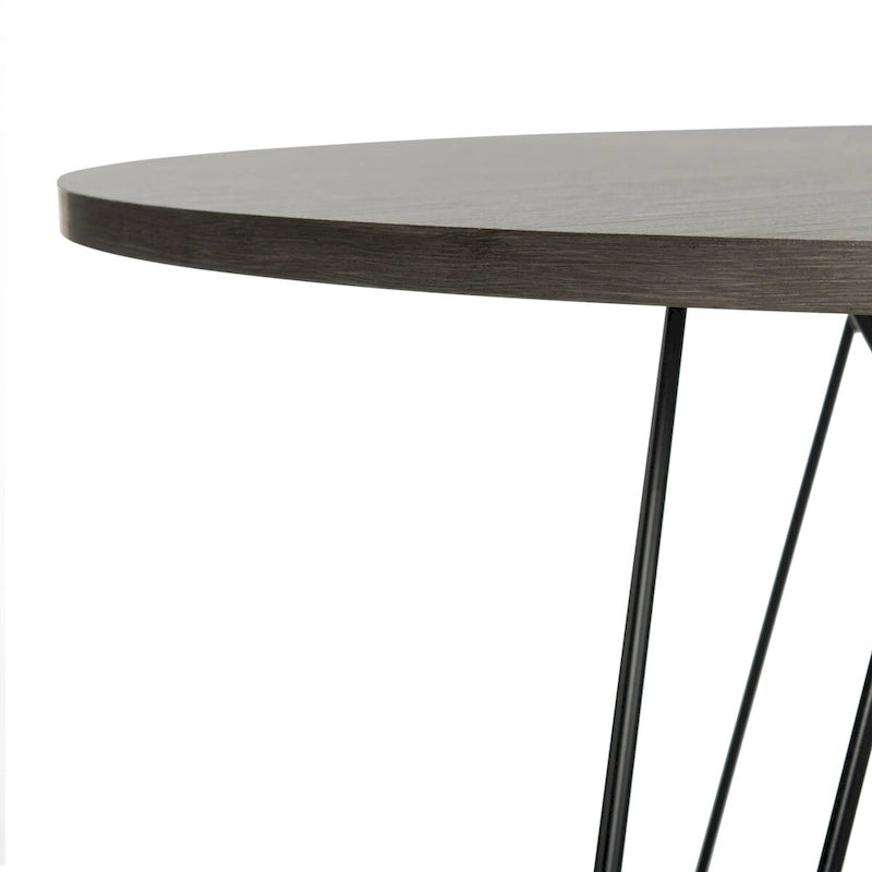 Tavolo da pranzo rotondo grigio scuro/nero, base in ferro, 4 posti